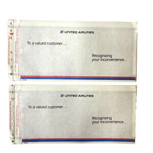Lot of 2 Sealed United Airlines 25 Dollar Discount Certificate Vintage No Value